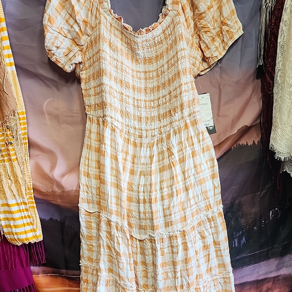 Plaid Ruffle Sleeve Dress